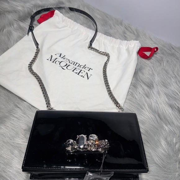 Alexander McQueen Black Patton Leather Shoulder Bag~w/COA - Picture 7 of 16